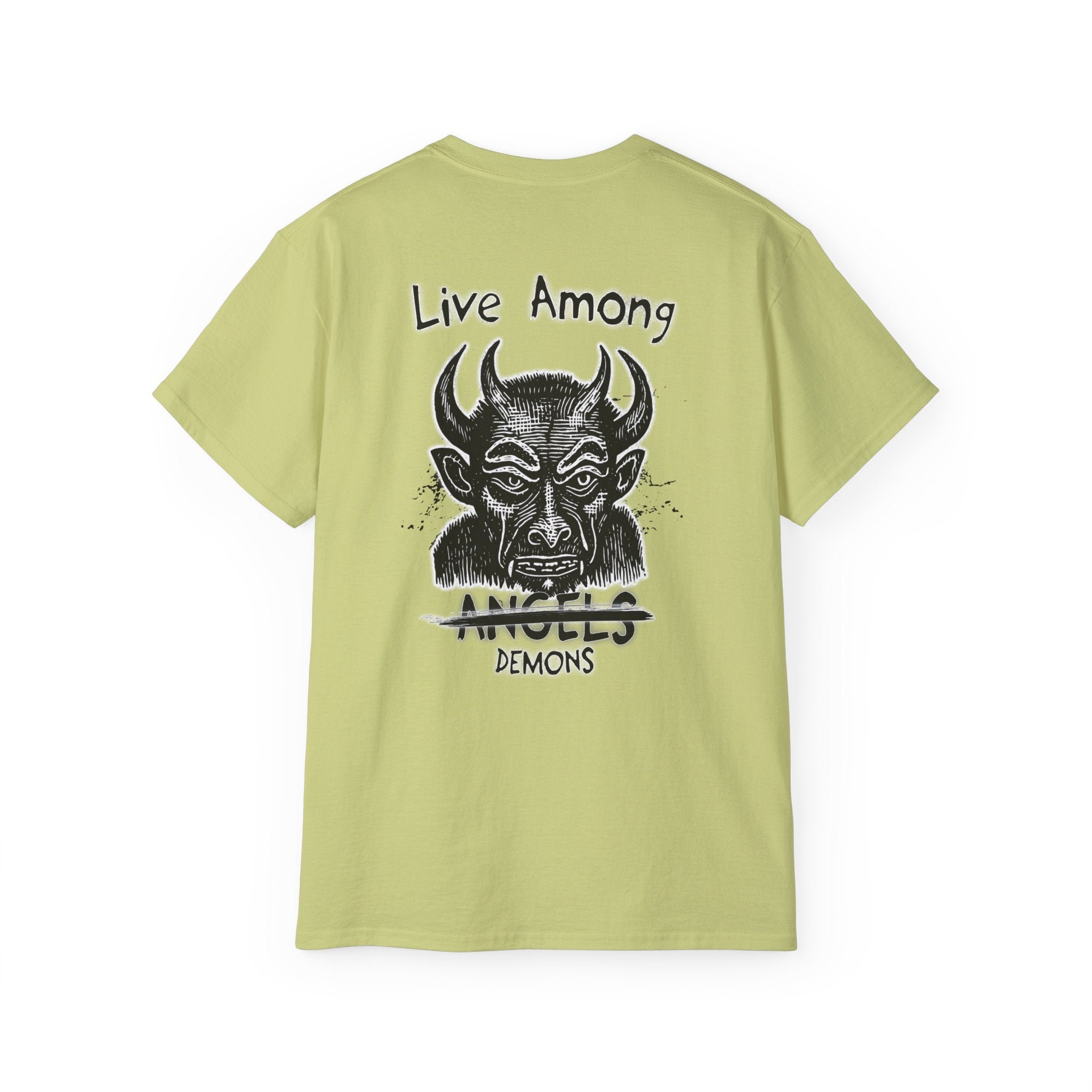 Live Among Demons - Unisex Cotton Tee (Back) - Damned Threads
